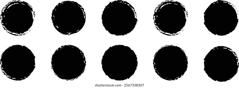 Circle grunge stamp set. Round vector isolated on white background. Black stamp vector. Collection for grunge badge, seal, ink and stamp design template.