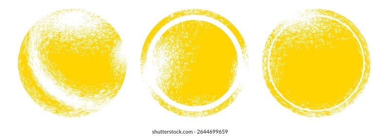 Conjunto de sello de grunge de círculo. Vector redondo aislado sobre fondo blanco. Vector de sello amarillo. Colección para la insignia del grunge, sello, tinta y sello de diseño de Plantilla.