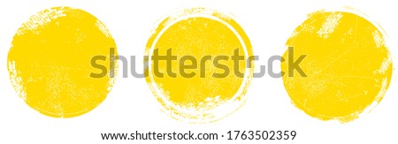 Circle grunge stamp set. Round vector isolated on white background. Yellow stamp vector. Collection for grunge badge, seal, ink and stamp design template. Round grunge hand drawn circle shape, vector