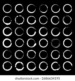 Circle grunge texture. Abstract round pattern. Black white shape. Vector chaotic design. EPS 10.