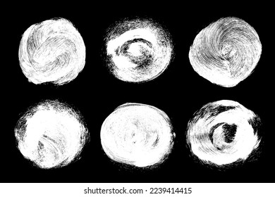 Satz von handgezeichnet in Kreide auf schwarzem Hintergrund. Weiße Textur. Monochrome Färbeelemente. Aufgerissene Wirkung. Digitales Bild. Vektorgrafik, Eps10.
