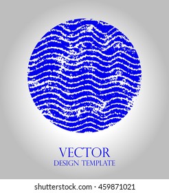 Circle with Grunge texture. Modern Shape Stamps, blue wave, badge, logo
