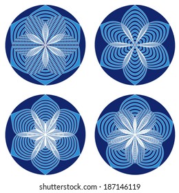Circle guilloche patterns set. Decorative flower ornaments