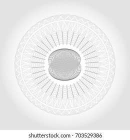 Circle Guilloche in vector.  Abstract round frame from thin lines.