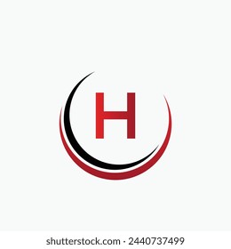 Circle H Letter Digital Network , abstract H dotted logo design.