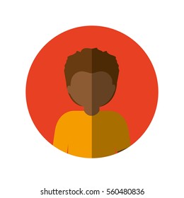 circle with half body afro man with short hair and middle shadow