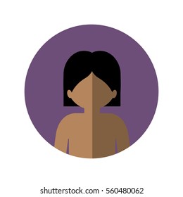 circle with half body man with nude chest and middle shadow