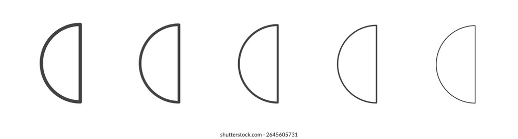 Circle half icon outline ilustration vector symbol