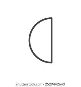 Círculo meio ícone Símbolo de arte contorno fino