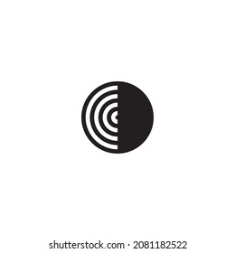 circle half stripes half no stripes simple symbol logo vector