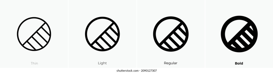 circle half tilt icon. Thin, Light Regular And Bold style design isolated on white background
