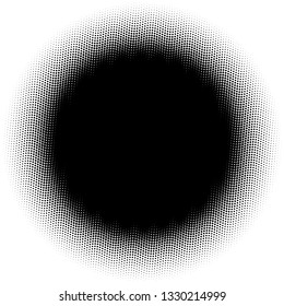 Circle half tone element over white. Circular fading circles outwards