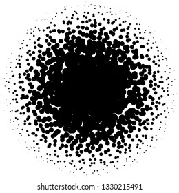 Circle half tone element over white. Circular fading circles outwards