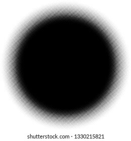 Circle half tone element over white. Circular fading circles outwards