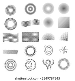 Circle halftone. Abstract dotted circles, round halftones geometric dots and pop art texture