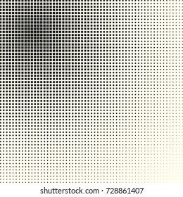 Circle halftone background. Vector retro dotted template for labels. White and black geometric gradient for pop art designs. Vintage backdrop with isolated pattern for cartoon book.