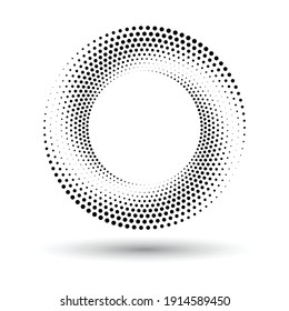 Circle and halftone black dots as advertising background logo icon 