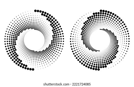 Circle with halftone black dots as advertising background or logo or icon. Vector-art illustration. Yin and Yang symbol.