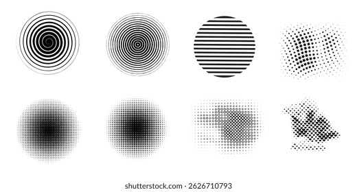 Circle halftone collection. Black halftone dots backgrounds