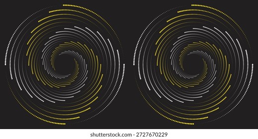 Coleção de meio-tom de círculo. Planos de fundo de pontos de meio-tom pretos, pontos geométricos de meio-tom redondos gradiente.