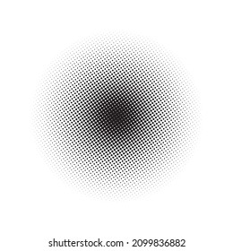 Circle halftone design elements with black dots isolated on white background. Comic dotted pattern.Vector illustration.