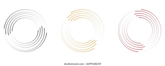 Vector de iconos de semitonos en círculo como flechas. símbolo de patrones circulares abstractos. Ilustración vectorial.