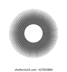 Circle halftone dots pattern. Design element with halftone effect. Isolated on white background. Vector illustration.