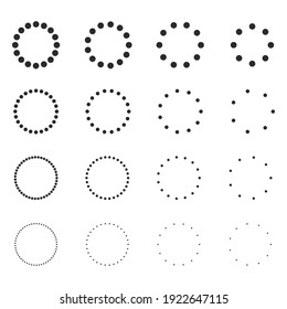 Efecto de semitono circular Un punto que gira en círculo. Aislado sobre fondo blanco.