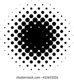 Circle halftone element, monochrome abstract graphic for DTP, prepress or generic concepts.