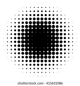 Circle halftone element, monochrome abstract graphic for DTP, prepress or generic concepts.