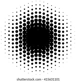 Circle halftone element, monochrome abstract graphic for DTP, prepress or generic concepts.