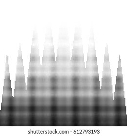 Circle halftone element, monochrome abstract graphic, prepress or generic concepts. Dotted gradient vector illustration.