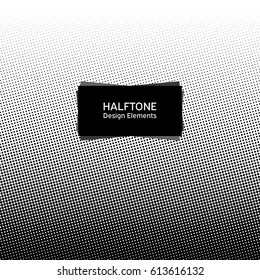 Circle halftone element, monochrome abstract graphic, prepress or generic concepts. Dotted gradient vector illustration.