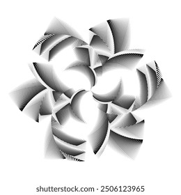 Patrón geométrico de líneas de semitono circular, símbolo, elemento de diseño de Vector