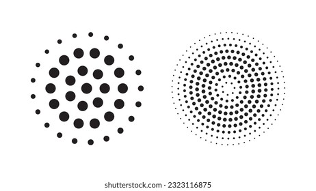 Circle halftone, modern design element isolated on white background.