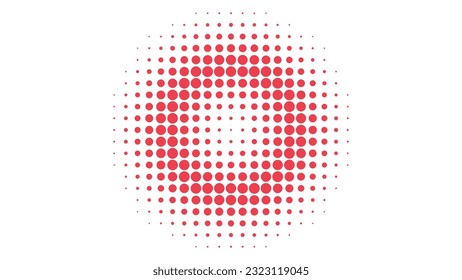 Medio tono circular, elemento de diseño moderno aislado en un fondo blanco.