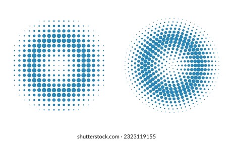 Circle halftone, modern design element isolated on white background.