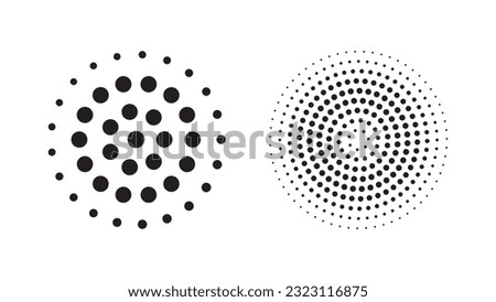 Circle halftone, modern design element isolated on white background.