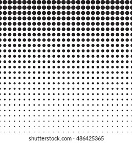 Circle halftone pattern with gradient effect. Dots in black and white. Template for backgrounds and stylized textures. Horizontally seamless. Vector eps8 design element.