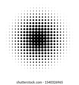 Circle halftone pattern / texture. Monochrome halftone dots.Halftone dots in circle. 