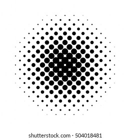 Circle halftone pattern / texture. Monochrome halftone dots.