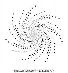 Circle halftone spiral backdrop. Dotted abstract concentric circle. spiral, swirl, twirl element. Circular and radial dots helix. Design element for multipurpose use.