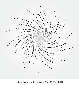 Circle halftone spiral backdrop. Dotted abstract concentric circle. spiral, swirl, twirl element. Circular and radial dots helix. Design element for multipurpose use. Fabric texture.