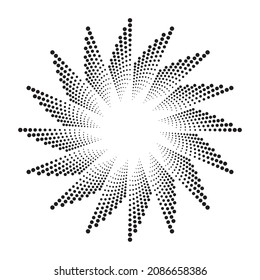 Circle halftone spiral backdrop. Dotted abstract concentric circle. spiral, swirl, twirl element. Circular and radial dots helix. Design element for multipurpose use.