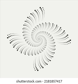 Circle halftone spiral backdrop. Dotted abstract concentric circle. spiral, swirl, twirl element. Circular and radial dots helix. Design element for multipurpose use.