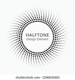 Circle halftone spiral backdrop. Dotted abstract concentric circle. spiral, swirl, twirl element. Design element for multipurpose use.