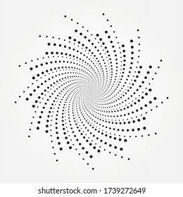 Circle halftone spiral background. dots abstract concentric circle. spiral, swirl, twirl element. Circular and radial dots helix. Design element for multipurpose use.