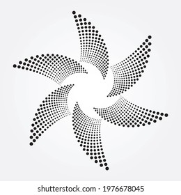 Circle halftone spiral background. dots abstract concentric circle. spiral, swirl, twirl element. Circular and radial dots helix. Segmented circle with rotation.