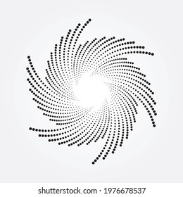 Circle halftone spiral background. dots abstract concentric circle. spiral, swirl, twirl element. Circular and radial dots helix. Segmented circle with rotation.