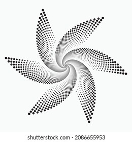 Circle halftone spiral background. dots abstract concentric circle. Spiral, swirl, twirl element. Circular and radial dots helix. Halftone design element.